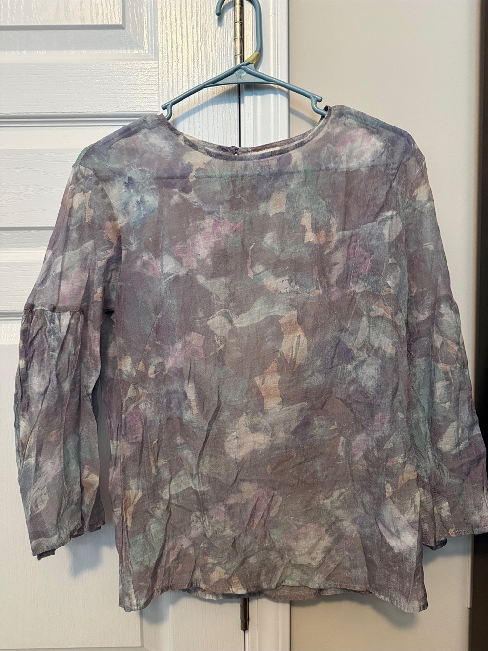 H&M Sheer Floral-Print Long-Sleeve Tunic - Lavender, Mint, Peach